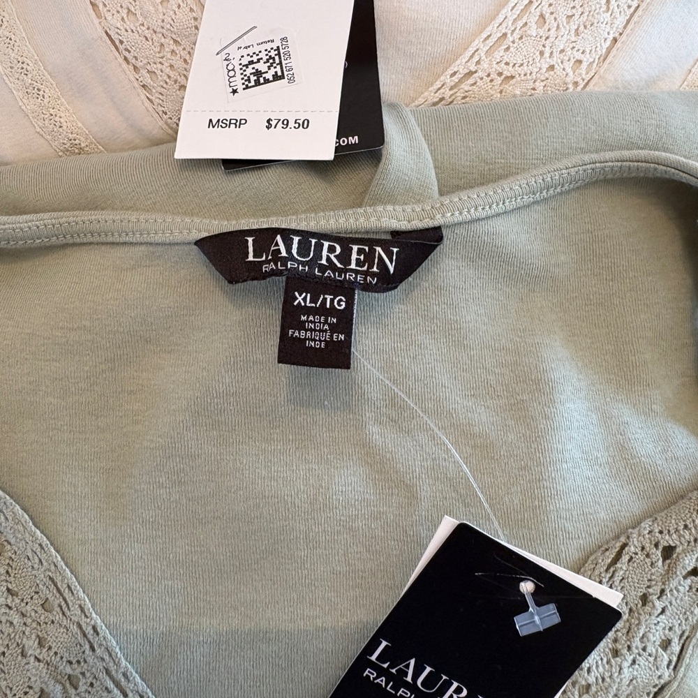Lot of 3 Lauren Ralph Lauren Lace-Trim Henley Tops XL - Picture 3 of 11